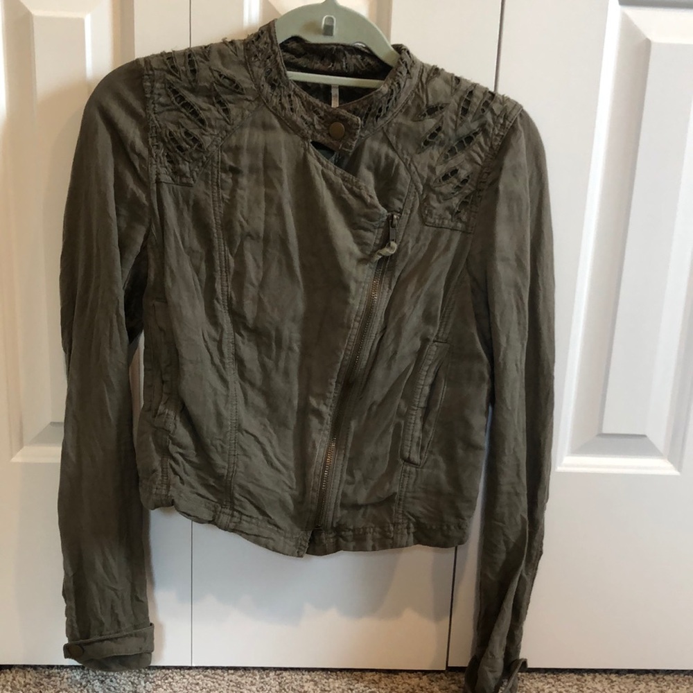 Free People Olive Moto Jacket